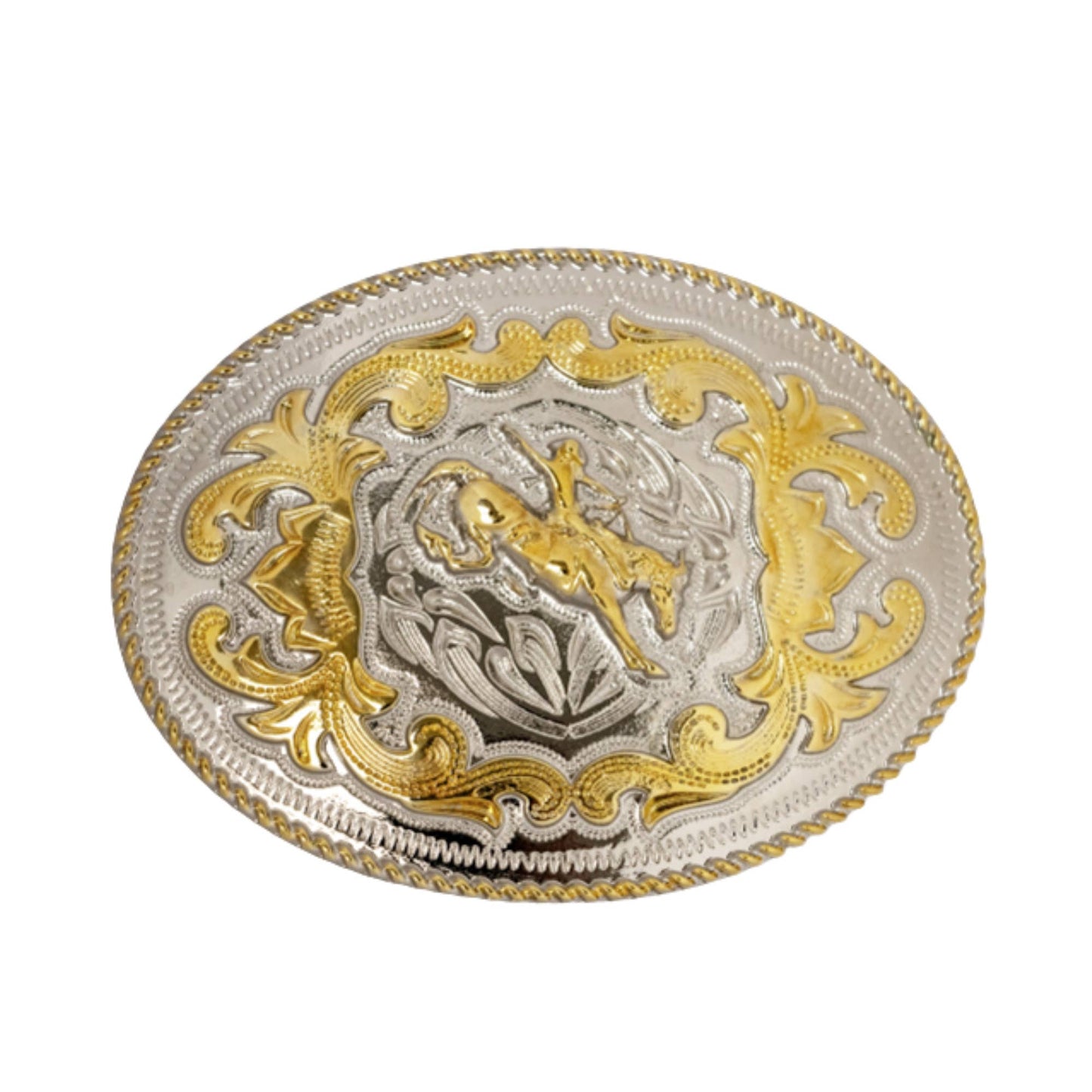 Gold & Silver Bronc Riding Western Buckle