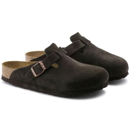 nan Birkenstock Boston Soft Footbed Unisex Clog Mocha Suede Leather, nan: 35, nan: N, nan: nan