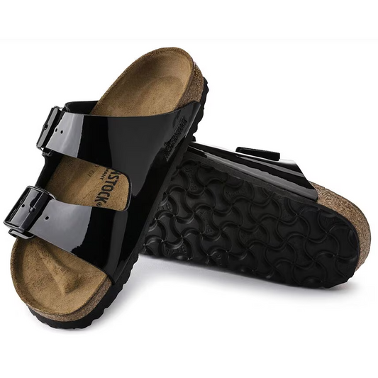 nan Birkenstock Arizona 2 Strap Sandal Black Patent Birko Flor, nan: 37, nan: N, nan: nan