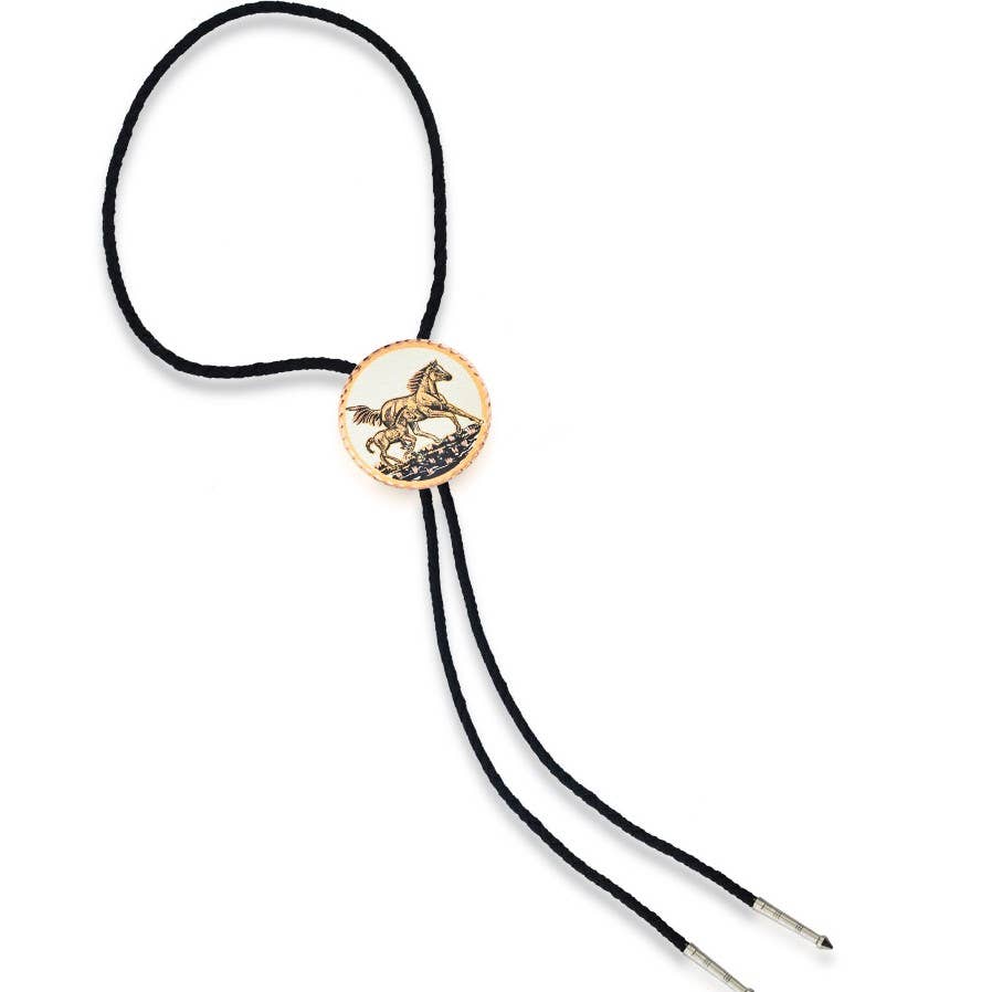 COPPER ARTS INC. BT 57 Horse & Foal Bolo Tie