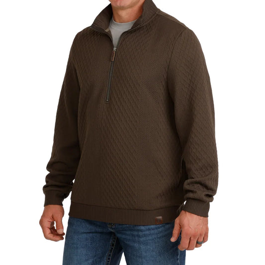 Cinch Men's Cable Knit Half-Zip Pullover - Brown (MWK1957002) - view 2