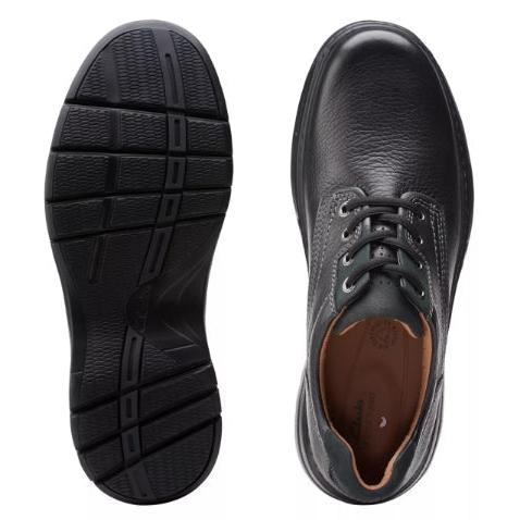 Clarks Mens Unbrawley Pace Casual Dress Shoe Black Leather