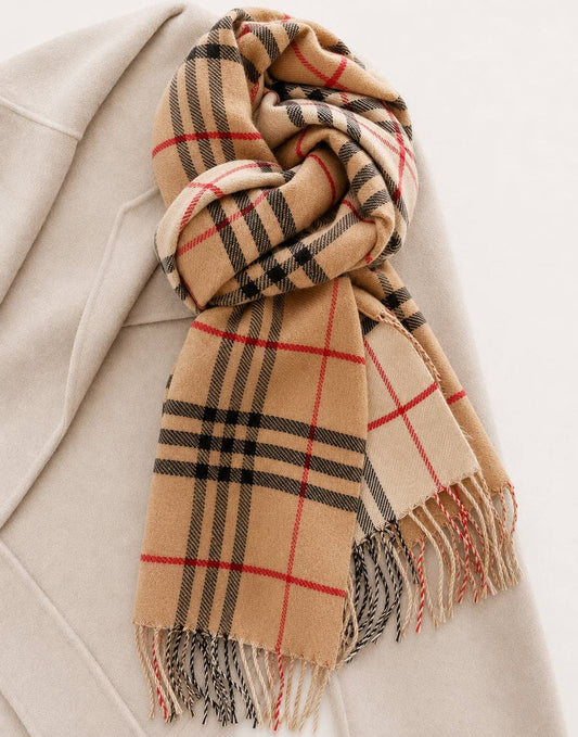 JC Sunny Fashion JC024509 Reversible Double-Sided Plaid Scarf with Fringe