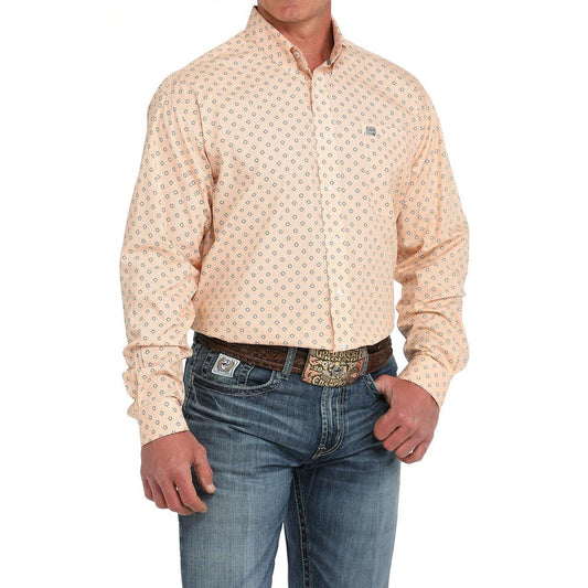 nan Cinch Men's Geometric Print Button Down Western Shirt - Orange, nan: S, nan: nan, nan: nan