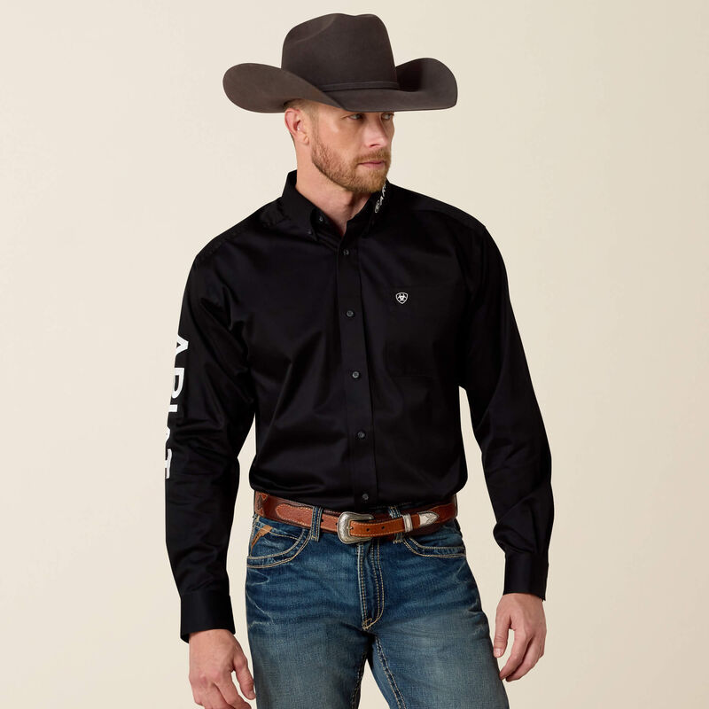 Ariat Men's Solid Twill Team Logo Long Sleeve Button Down – 805Boots.com