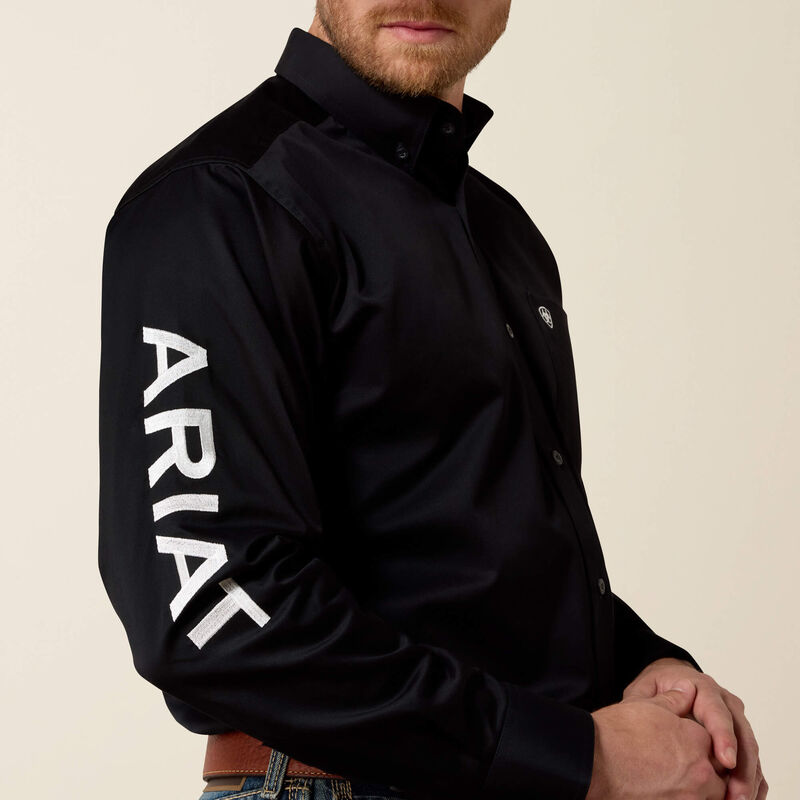 nan Ariat Men's Solid Twill Team Logo Long Sleeve Button Down Dress Shirt, nan: LARGE, nan: nan, nan: nan