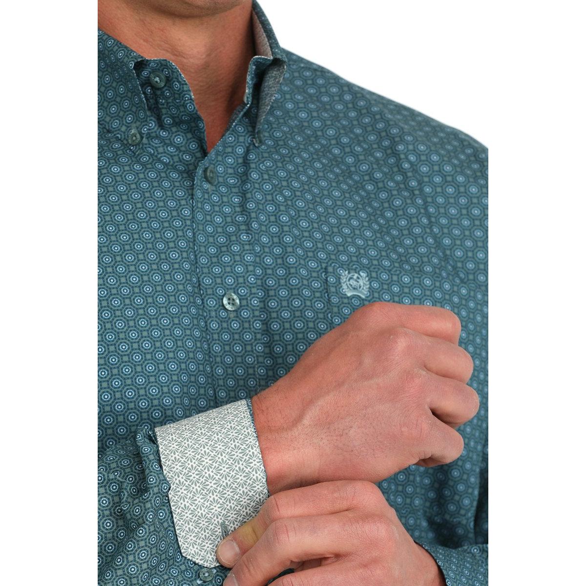 nan Cinch Men's Medallion Print Button Down Western Shirt - Green, nan: M, nan: nan, nan: nan