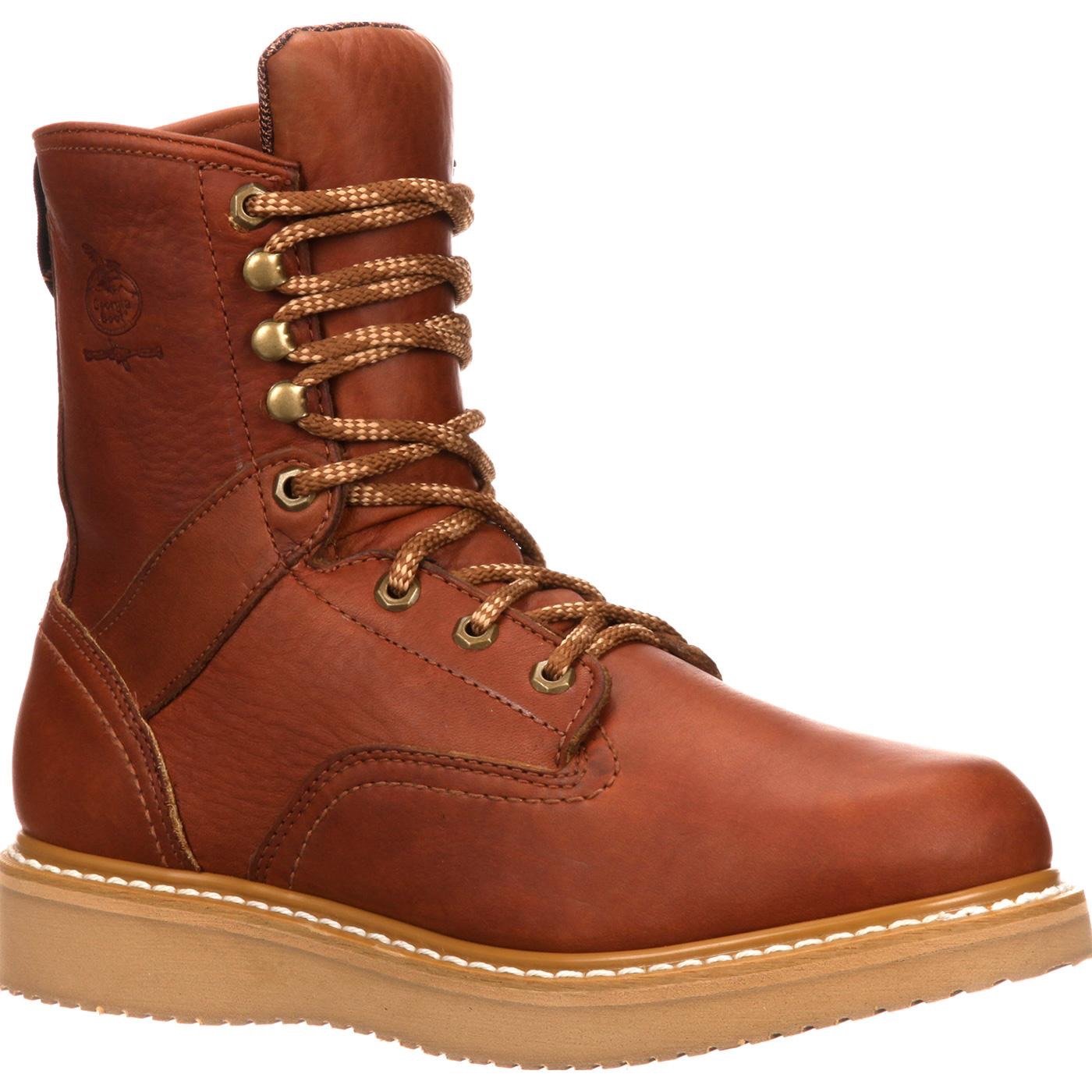 Georgia Mens 8 Inch Wedge Work Boot Golden Brown