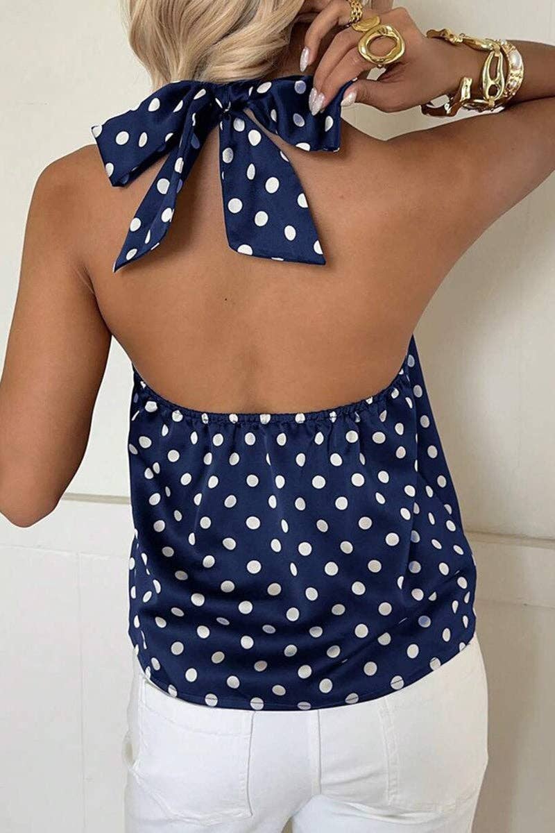 Soli Echo Polka Dot Halter Neck Tank Top – Brown