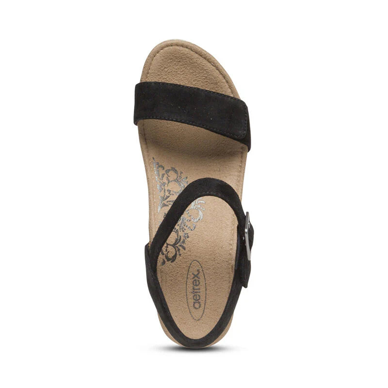 Aetrex Sydney Quarter Strap Espadrille Wedge