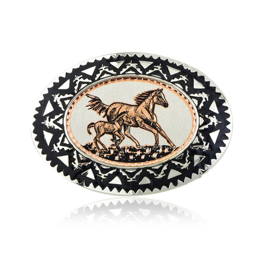 COPPER ARTS INC. BB 57 Foal & Horse Cowboy Belt Buckle