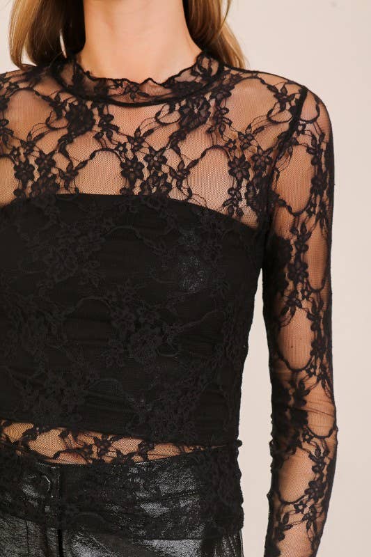 Timing Layer Me Lace High Neck Top