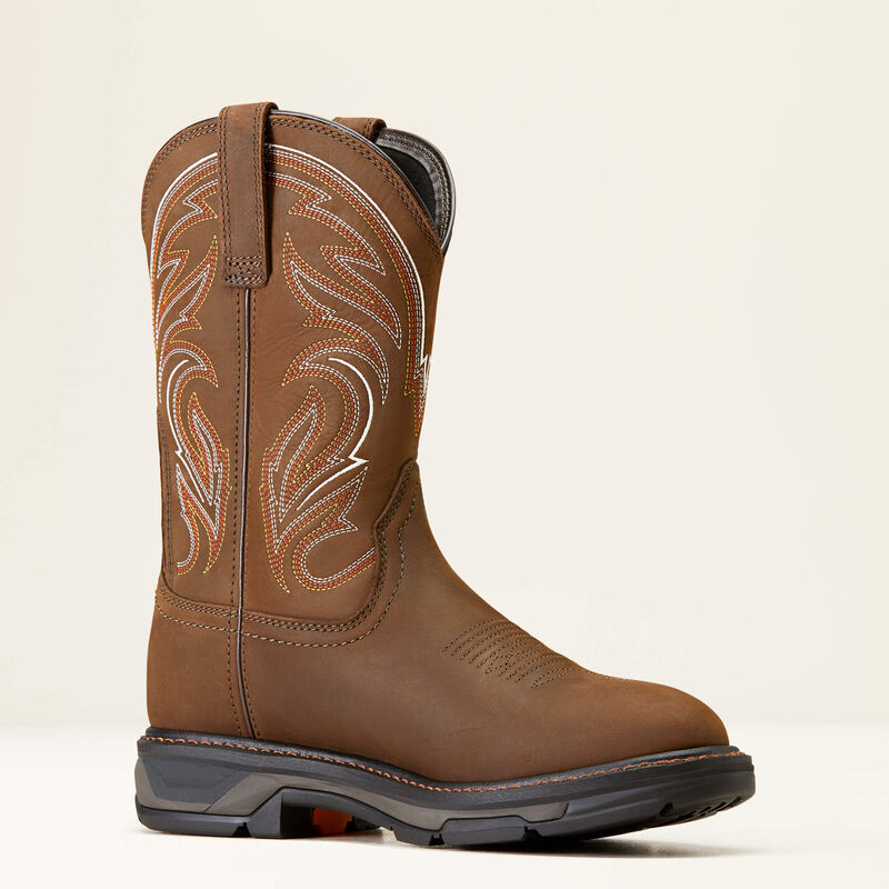 nan Ariat Men's Workhog XT Soft Toe Pull On Work Boot Distressed Brown, nan: 8.5, nan: D, nan: nan