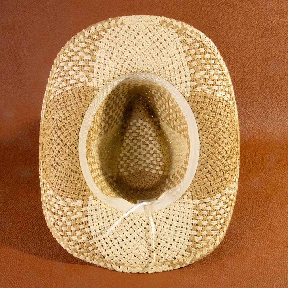 Anarchy Street Two Tone Straw Braided Patches Cowboy Hat – Iv