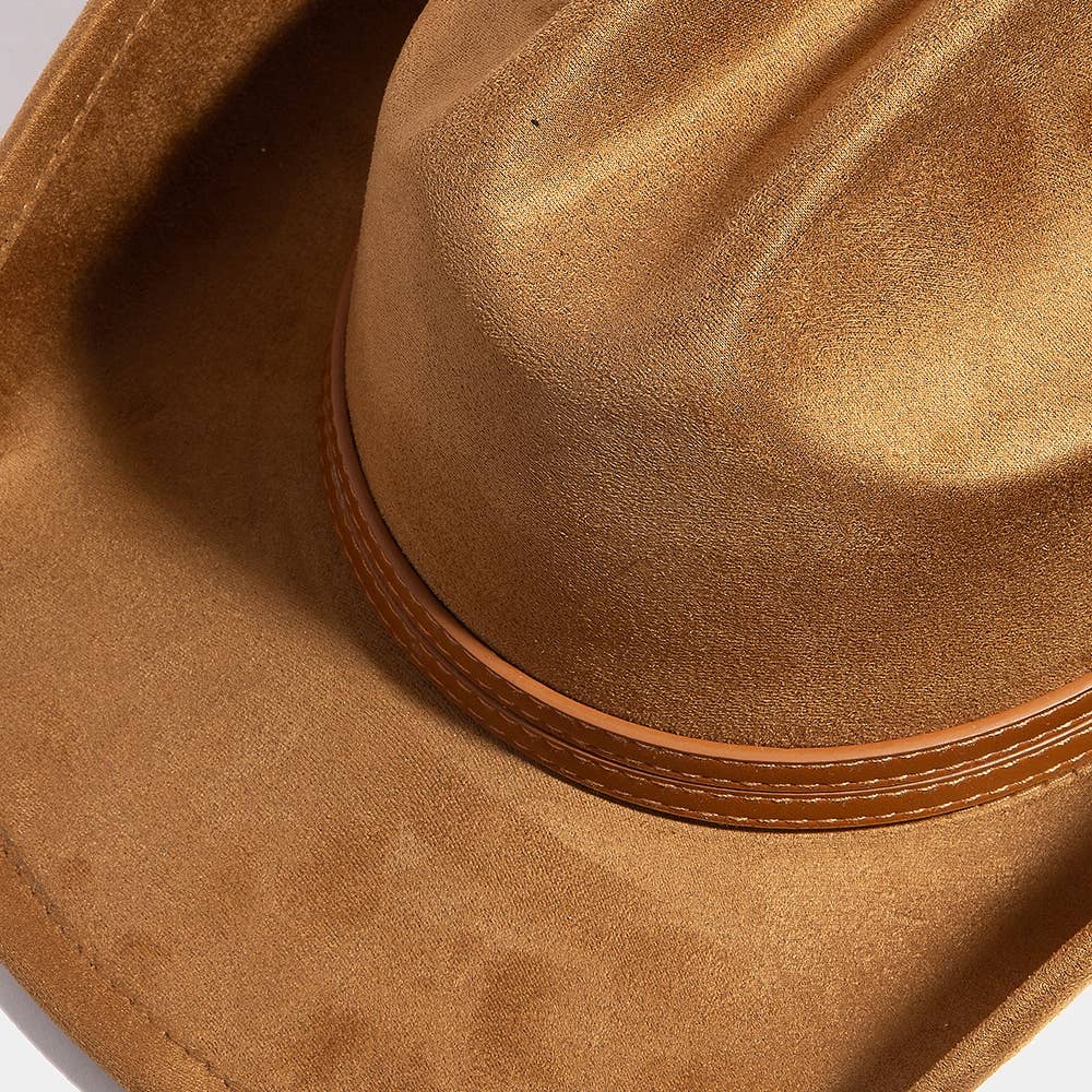 Anarchy Street Double Belt Faux Suede Cowboy Hat – Br