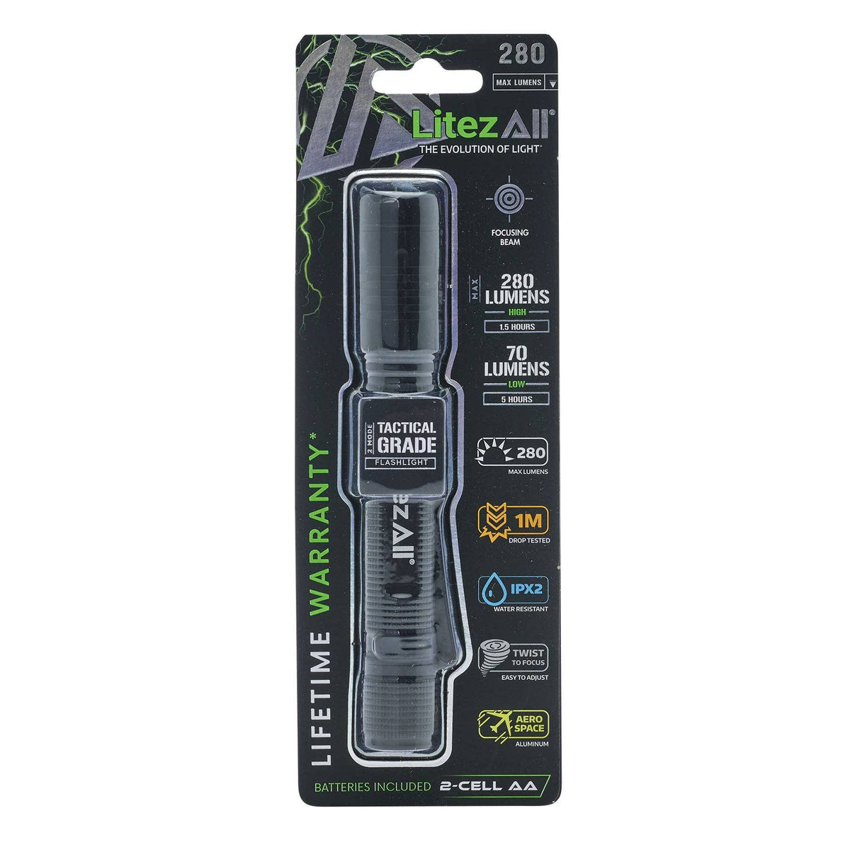 LitezAll® 280 Lumen Tactical Flashlight
