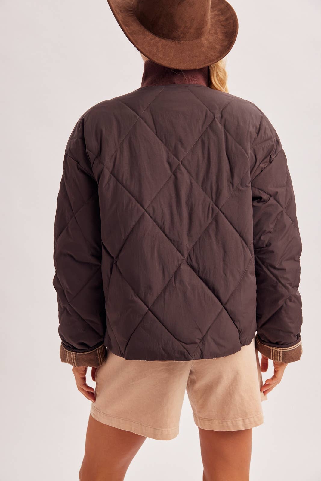 PM6144 - CONTRAST ROLL UP CUFFS PUFFER JACKET