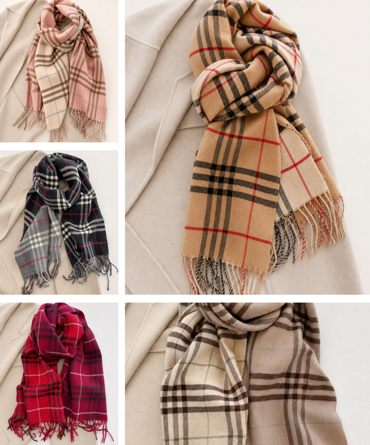 JC Sunny Fashion JC024509 Reversible Double-Sided Plaid Scarf with Fringe
