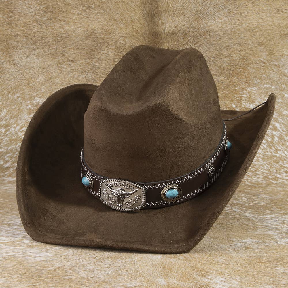 Anarchy Street Western Cowboy Hat With Longhorn Buckle Concho – Lbr