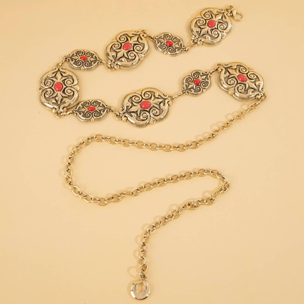 Ornate Western Concho Chain Belt: SBL