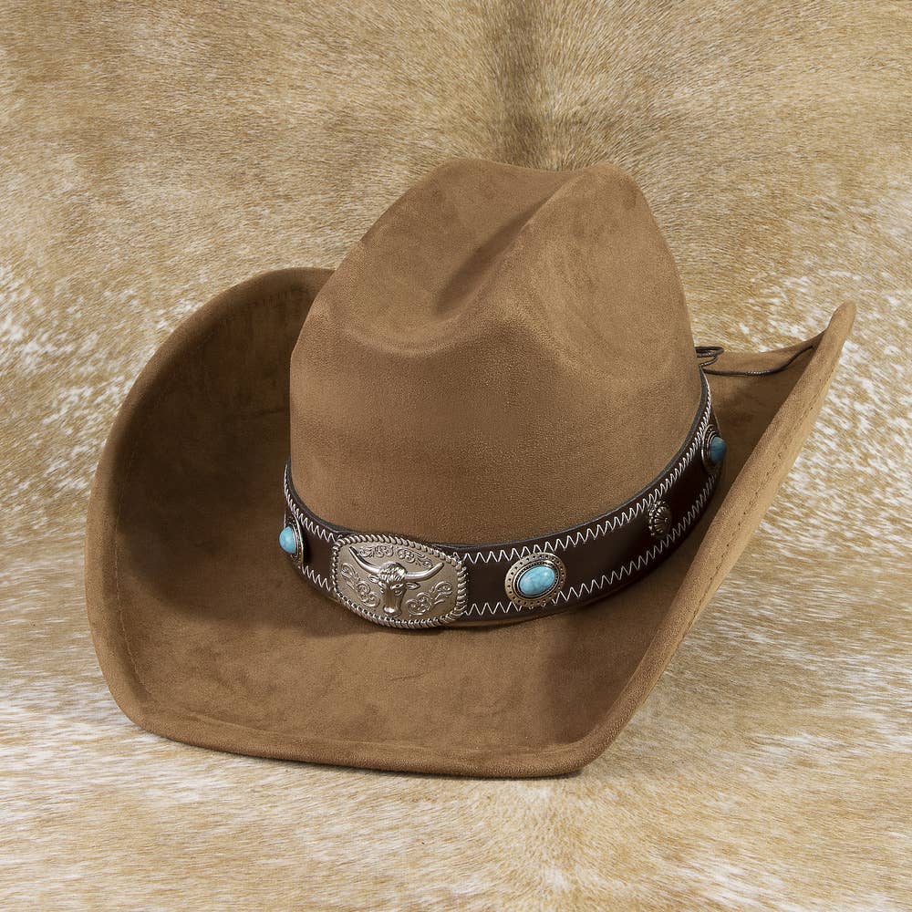 Anarchy Street Western Cowboy Hat With Longhorn Buckle Concho – Lbr