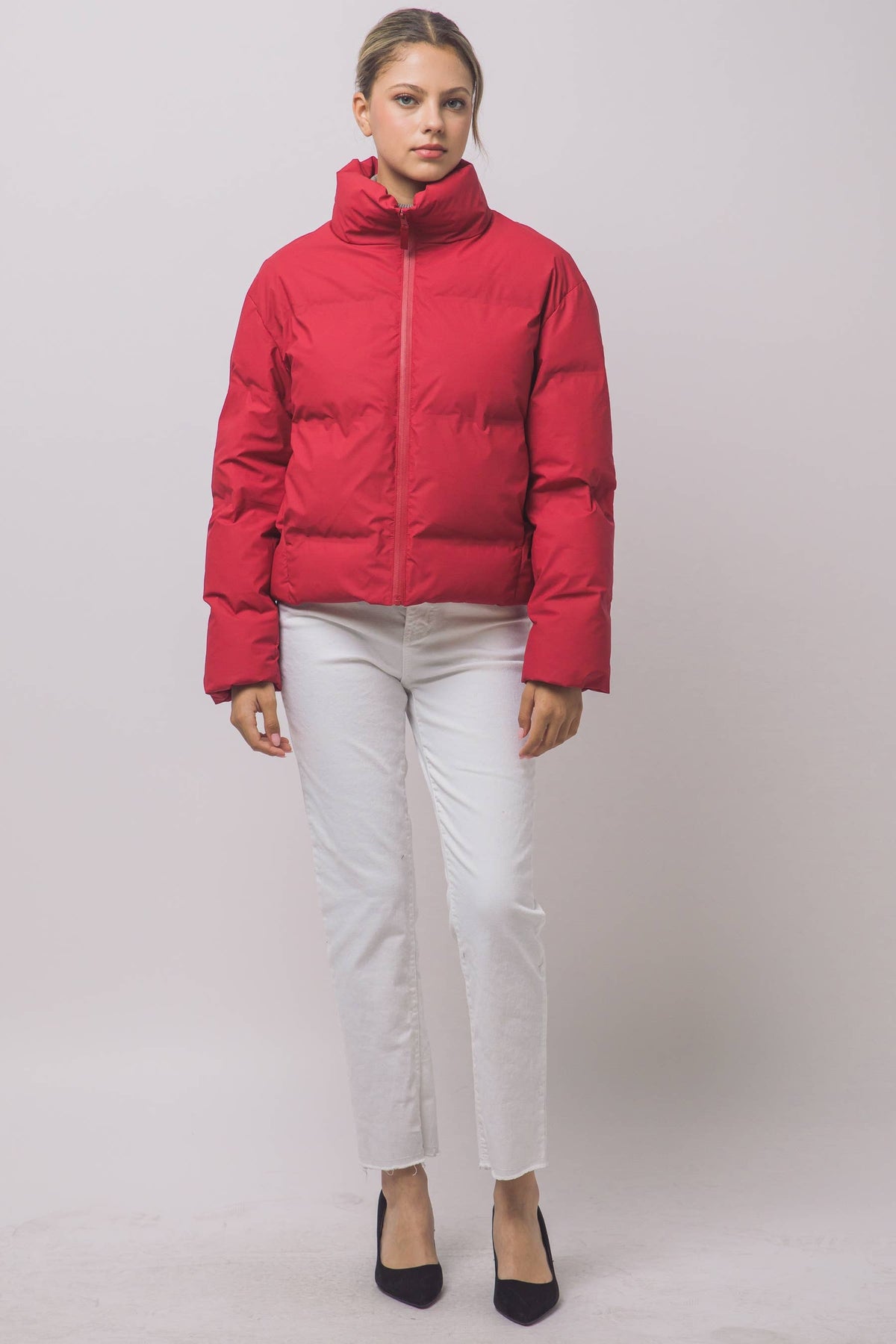 Peace Love Line Women's Zip-Front Puffer Jacket (PM6105) – Espresso