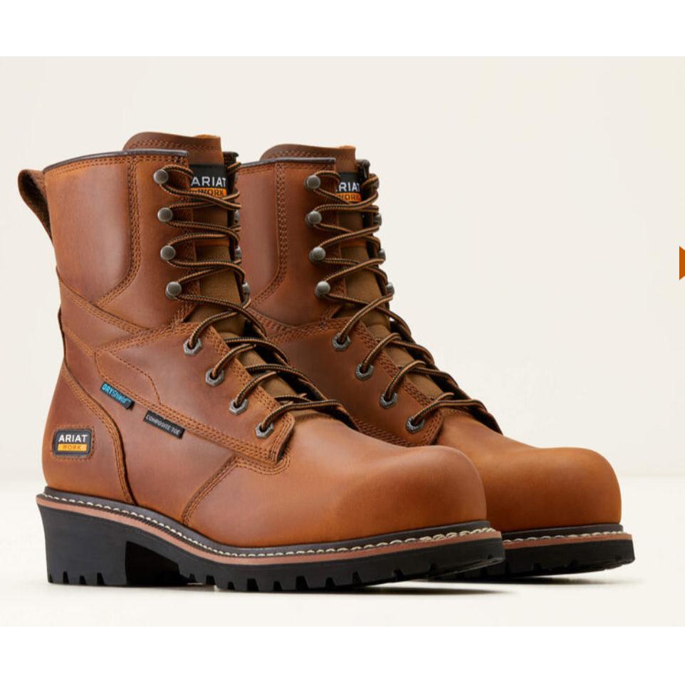 Ariat Men's 8-Inch Logger Shock Shield Composite Toe Work Boot
