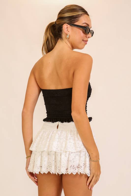 Timing Brand Women's Red Lace Strapless Crop Top