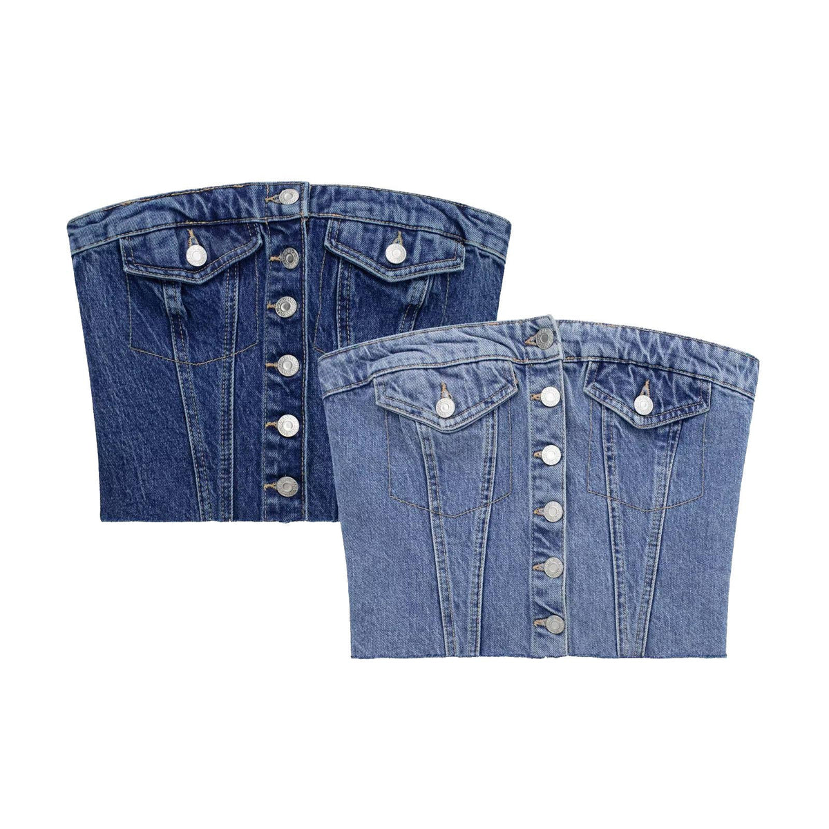 Hope & Sunshine Denim Bustier Corset Top – Blue