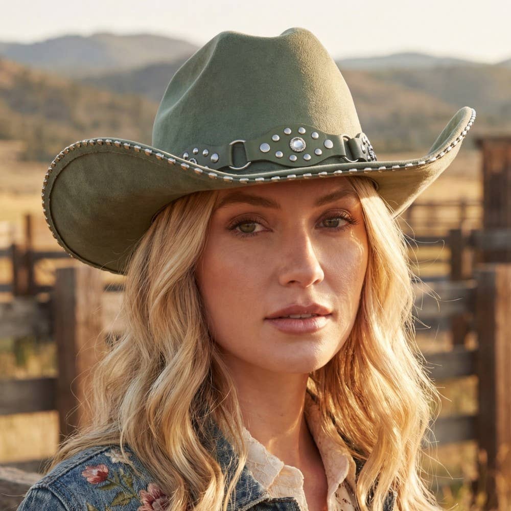 Anarchy Street Vegan Leather Studded Western Cowboy Hat