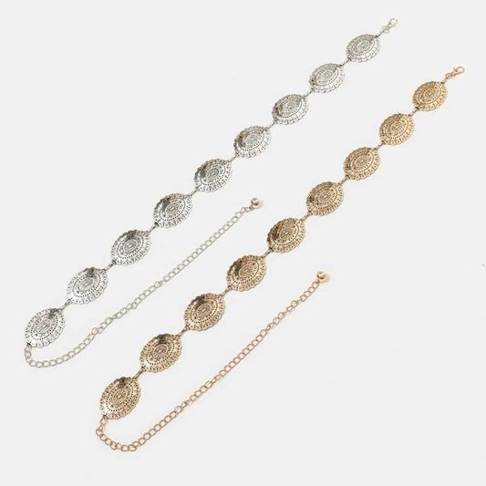 Oval Western Concho Disc Chain Belt: G