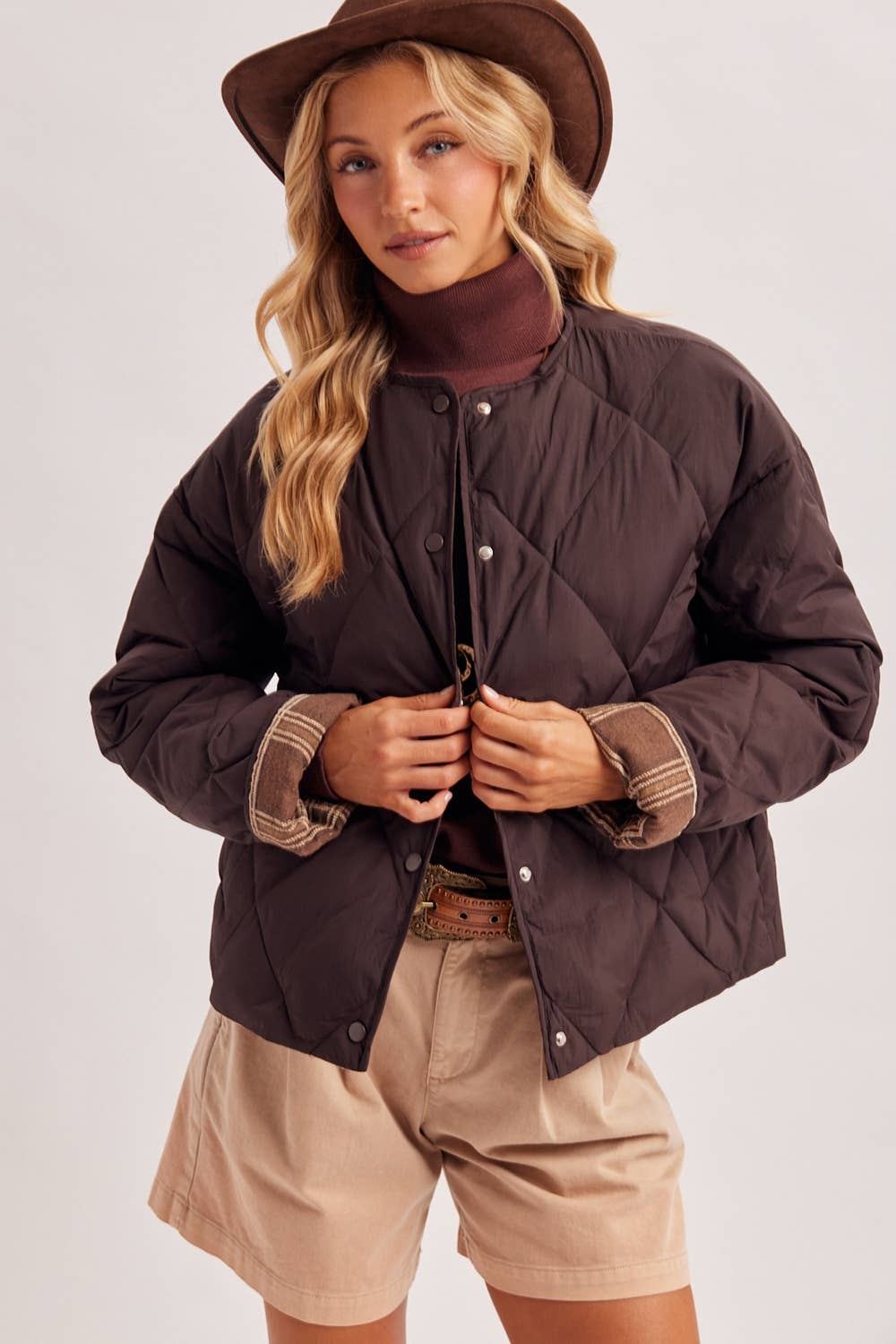 PM6144 - CONTRAST ROLL UP CUFFS PUFFER JACKET