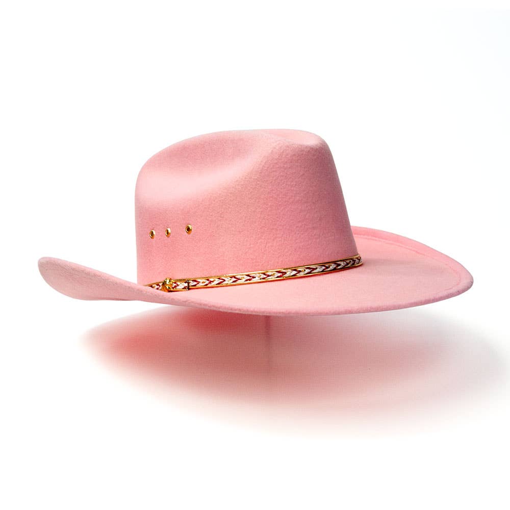 Pink Felt Finish Western Cattleman Hat: K