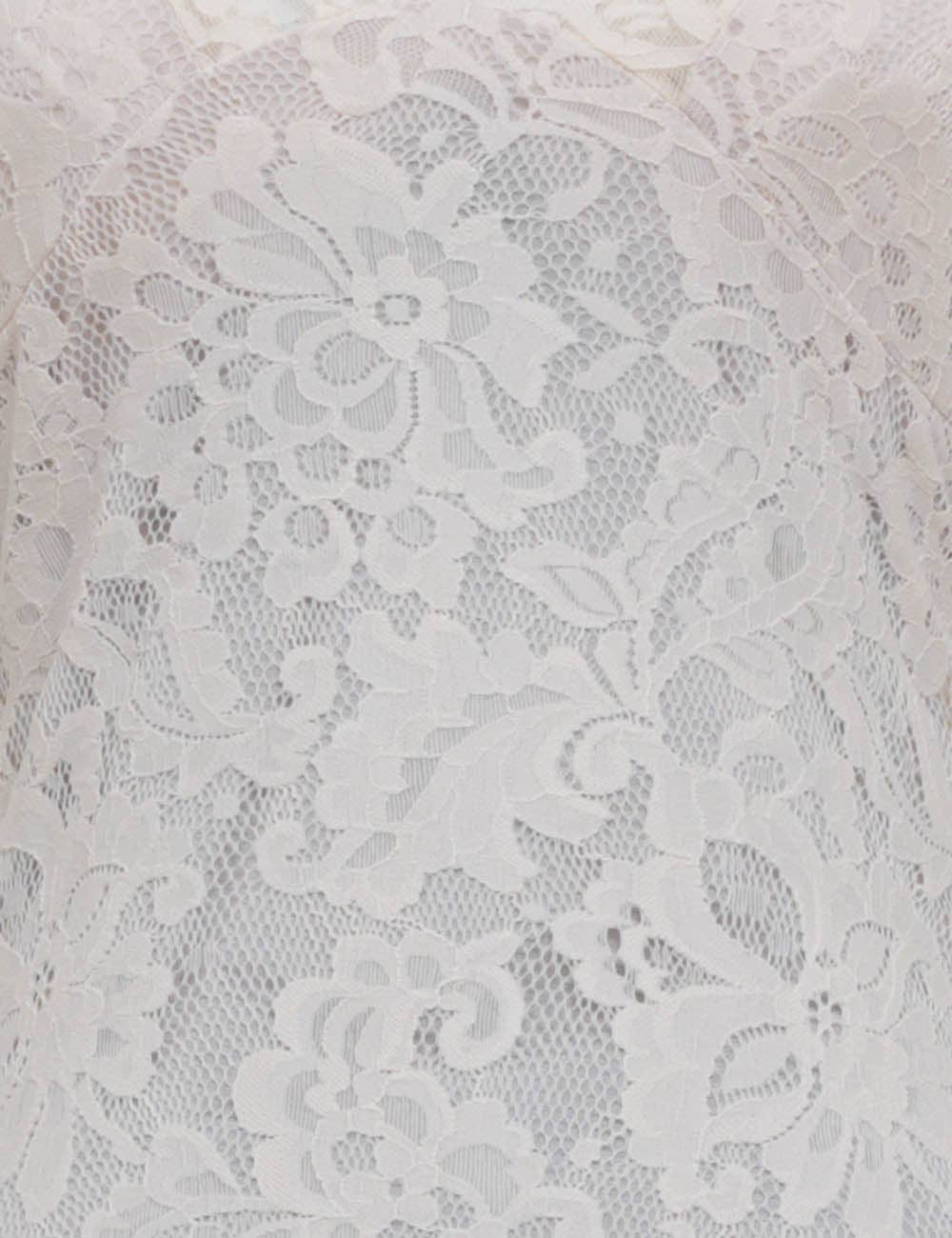 Sweet Kama Brand Ladies White Lace Scalloped Trim V-Neck Tiered Ruffle Mini Dress