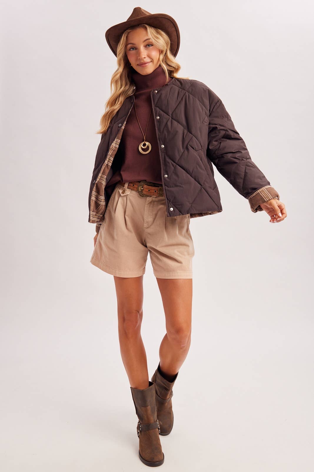 PM6144 - CONTRAST ROLL UP CUFFS PUFFER JACKET