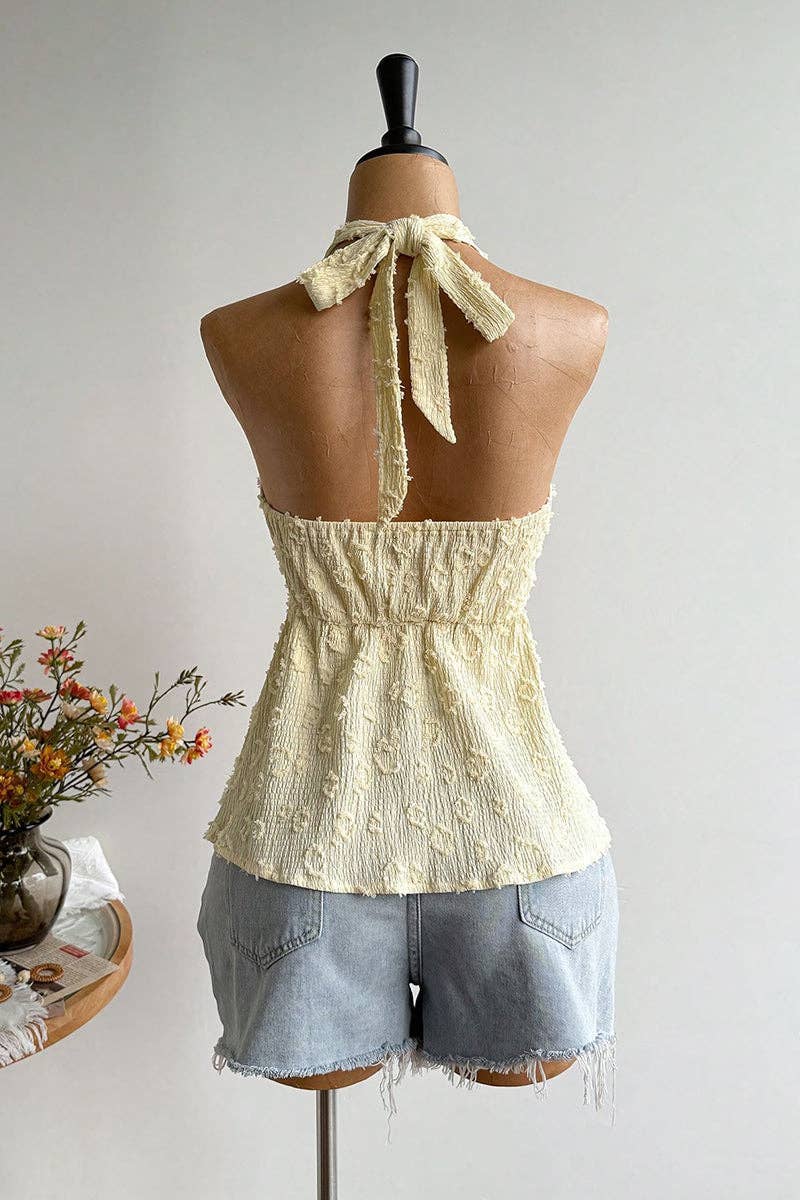 Soli Echo Halter Tie Back Floral Camisole Top – Wine