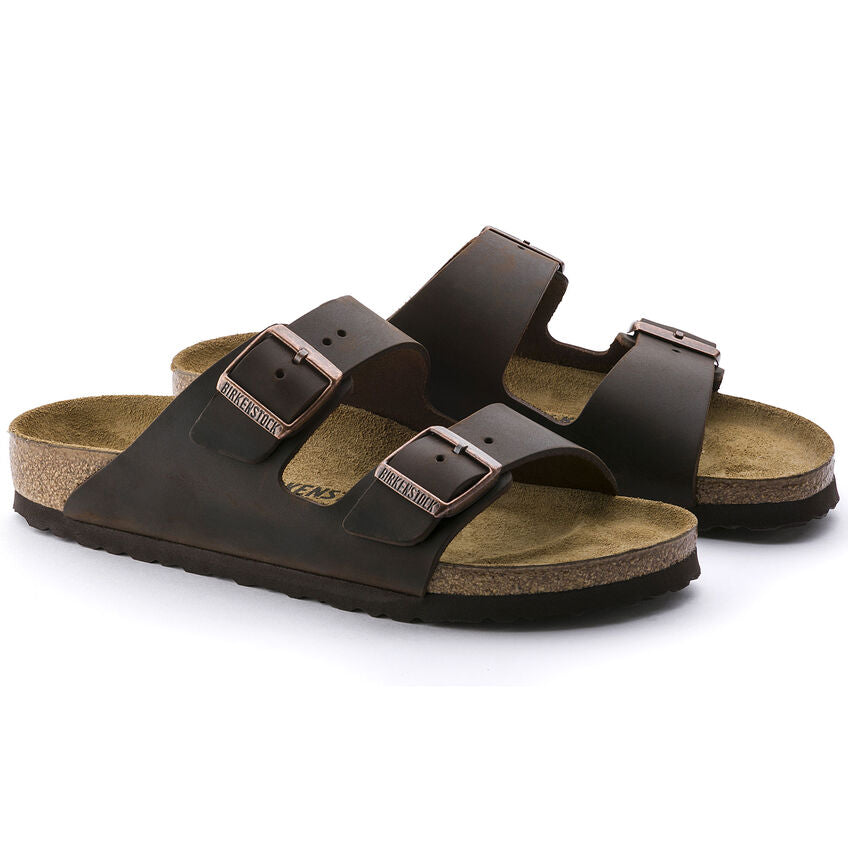 nan Birkenstock Arizona Soft Footbed 2 Strap Sandal  Oiled Leather Brown Sandal, nan: 44, nan: R, nan: nan