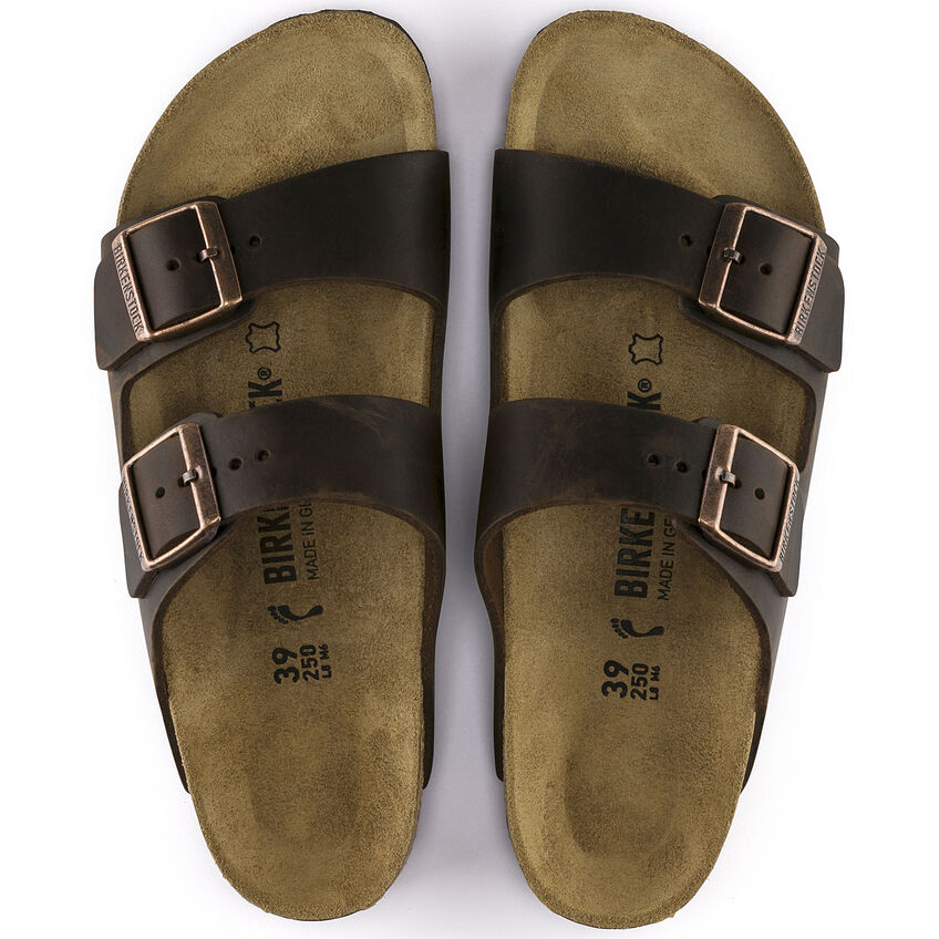 nan Birkenstock Arizona Soft Footbed 2 Strap Sandal  Oiled Leather Brown Sandal, nan: 43, nan: R, nan: nan