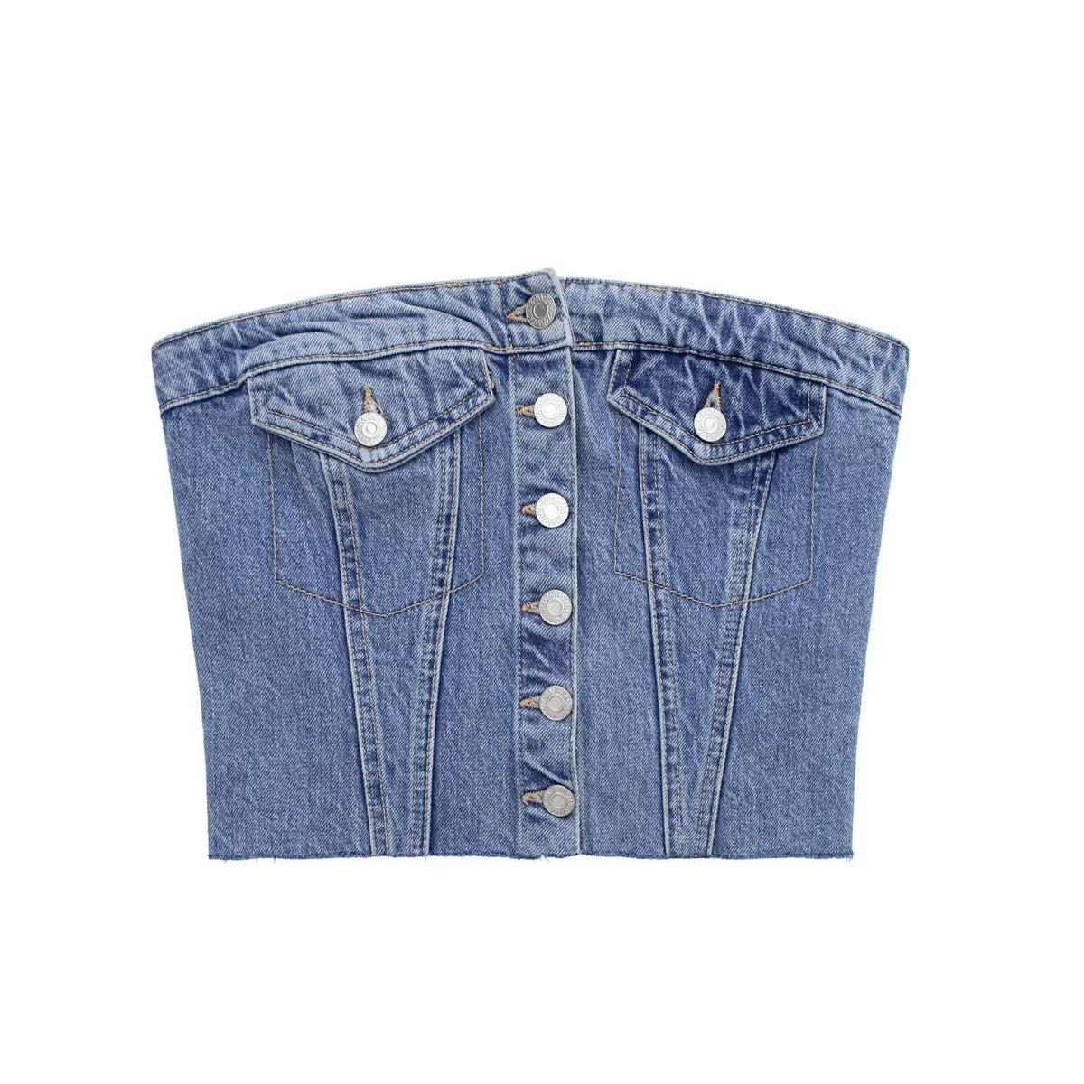 Hope & Sunshine Denim Bustier Corset Top – Blue