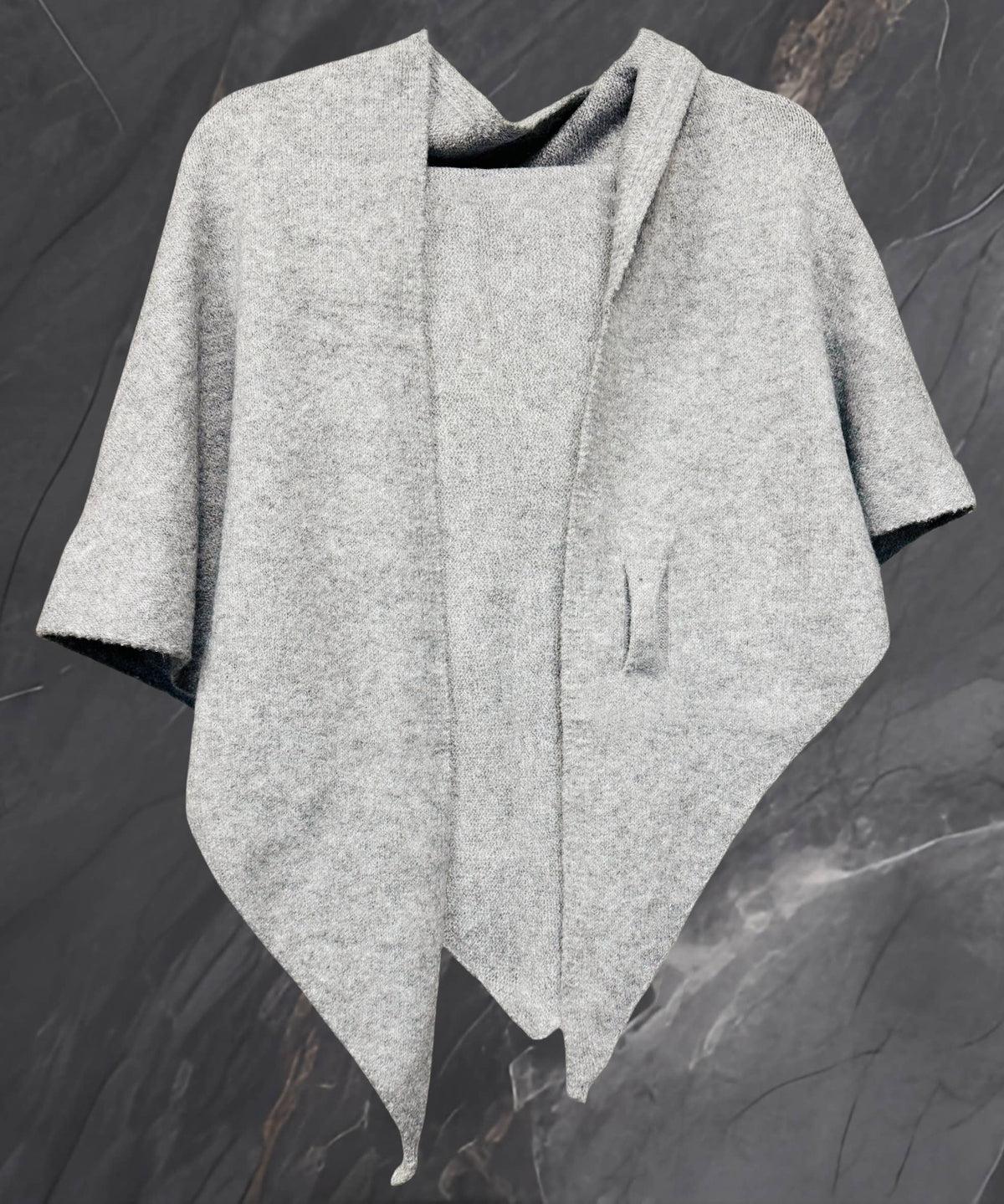 JC Sunny Fashion JC063345 Cashmere-Blend Knit Triangle Shawl with Cross-Front Design – Wine Red