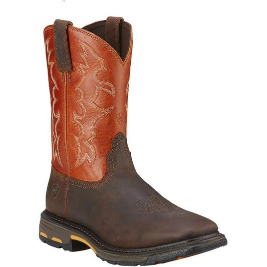 Ariat Ariat Men's Workhog Pull On Wide Square Toe Work Boot Brown, Size: 7, Width: D, nan: nan