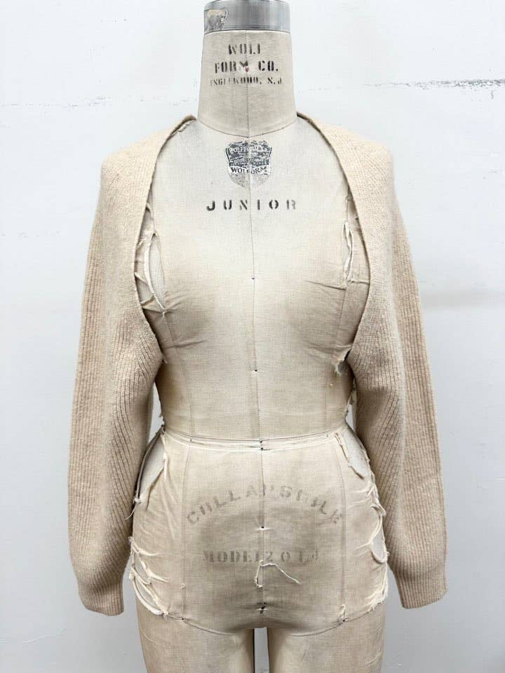 Timing Ribbed Knit Shrug Sweater – oatmeal