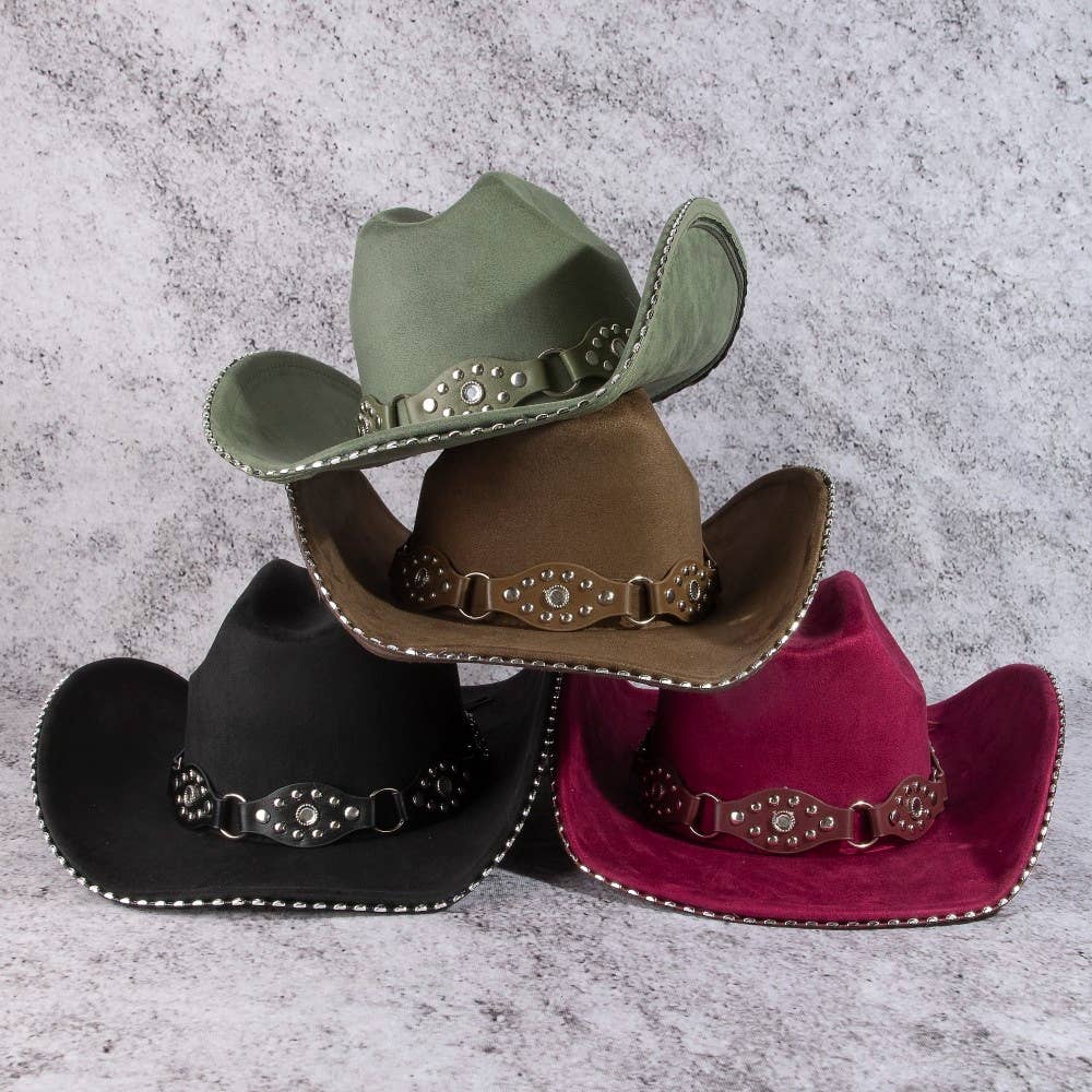 Anarchy Street Vegan Leather Studded Western Cowboy Hat