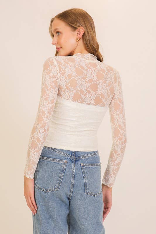 Timing Layer Me Lace High Neck Top