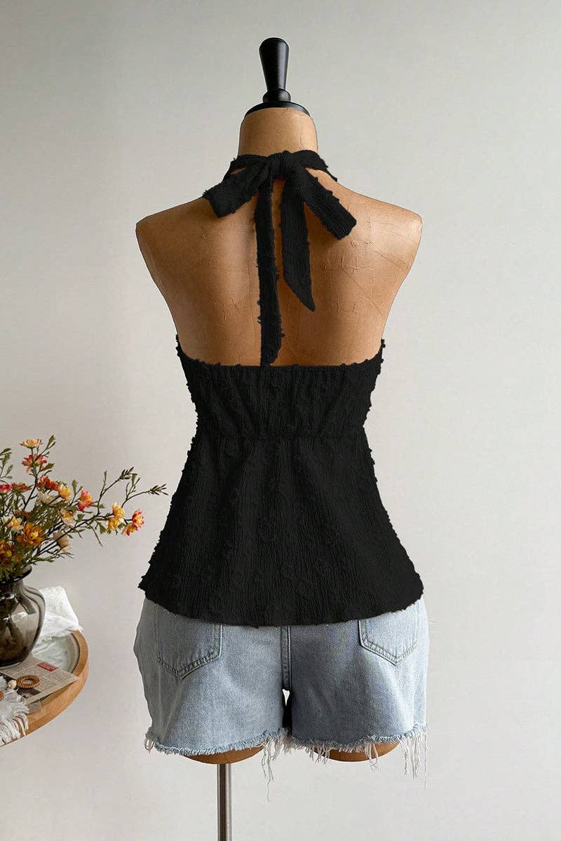 Soli Echo Halter Tie Back Floral Camisole Top – Wine