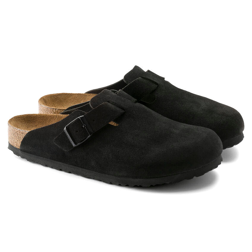 nan Birkenstock Boston Soft Footbed Unisex Clog Black Suede Leather, nan: 36, nan: N, nan: nan