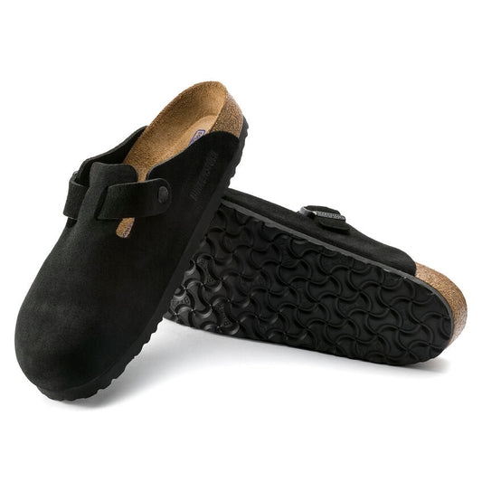nan Birkenstock Boston Soft Footbed Unisex Clog Black Suede Leather, nan: 35, nan: N, nan: nan