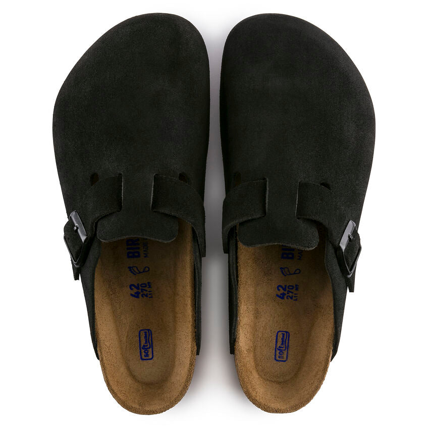 nan Birkenstock Boston Soft Footbed Unisex Clog Black Suede Leather, nan: 36, nan: R, nan: nan