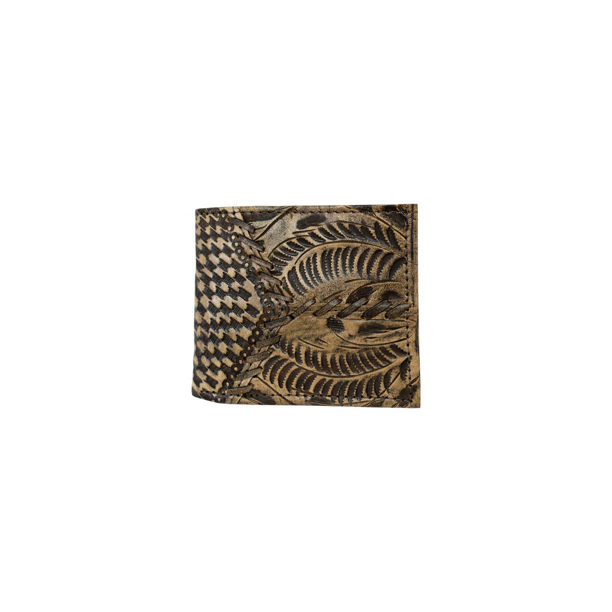 Men's Wallet with Stitching: Medium Brown / 100% Genuine Full Grain Leather