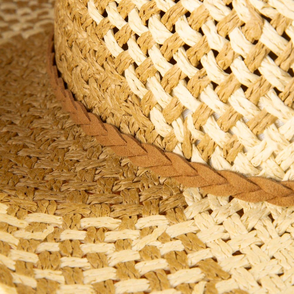 Anarchy Street Two Tone Straw Braided Patches Cowboy Hat – Iv